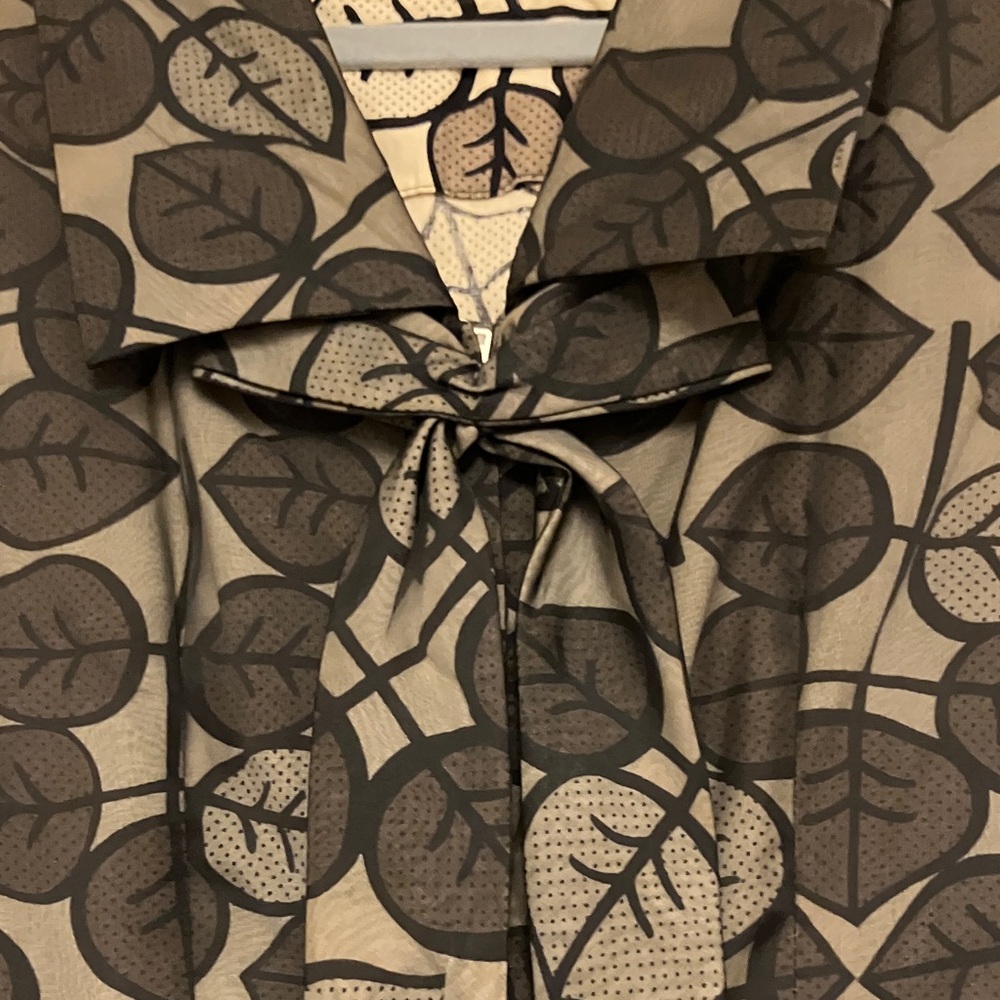 Chic Black and Brown Leaf Pattern Midi Dress - image 7